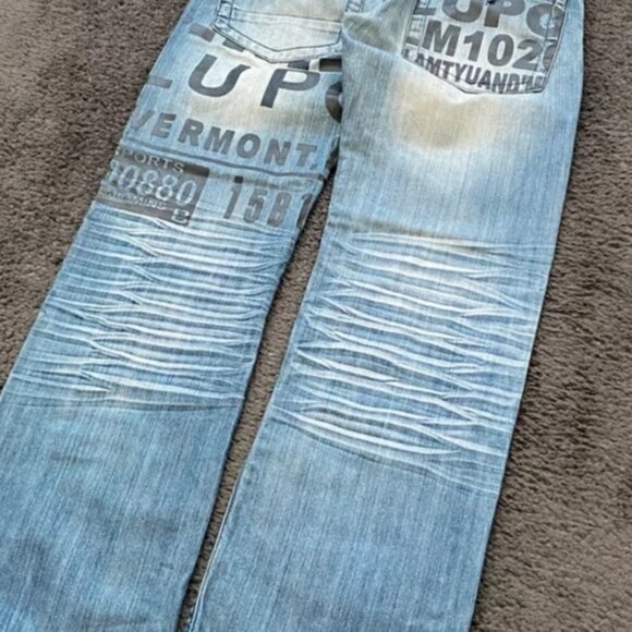 Pantaloni Japanese K&M🇯🇵 embroidery hip hop jeans baggy fit vintage skater y2k - Picture 2 of 6